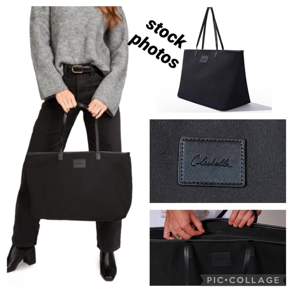 NWT Black CLEOBELLA Natural Canvas Tote Bag - Picture 6 of 6